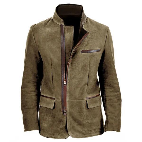 Herren nan elegante Wildlederjacke mit Stehkragen und verdecktem Reißverschluss Echo Archiv