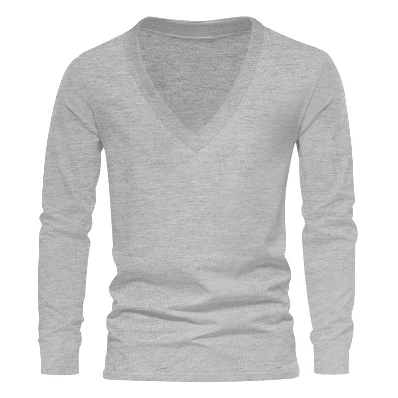 Herren V-Ausschnitt Langarm-T-Shirt mit hochwertigem Baumwollmix und bequemer Passform Echoarchiv