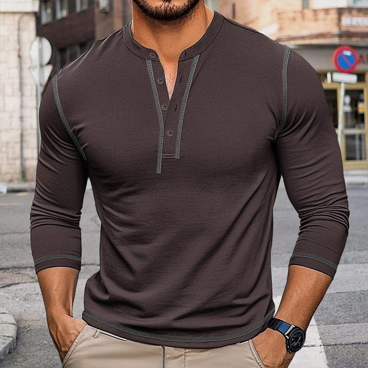 Herren Langarmshirt mit Knopfleiste Echoarchiv