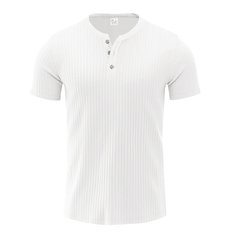 Herren Kurzarm-Henley-T-Shirt mit strukturiertem Design Echoarchiv