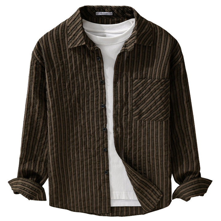 Herren Strukturierter Cord-Overshirt im Relaxed-Fit mit aufgesetzter Brusttasche Echoarchiv