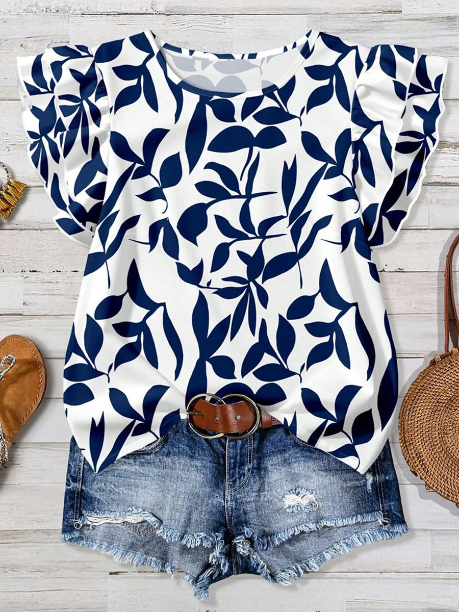 Damen Bluse mit puffärmel und floralem Muster Echo Archiv