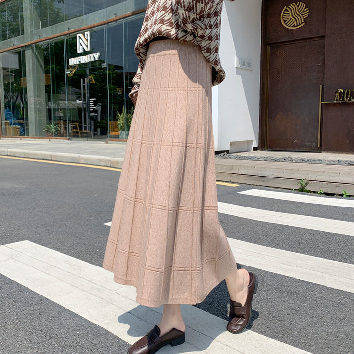 Damen Eleganter, plissierter Maxirock mit feiner Rippstruktur Echo Archiv