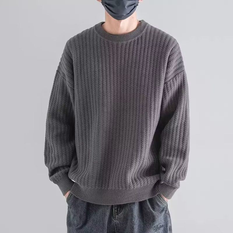 Herren Gemütlicher Grobstrickpullover mit Rundhalsausschnitt Echoarchiv
