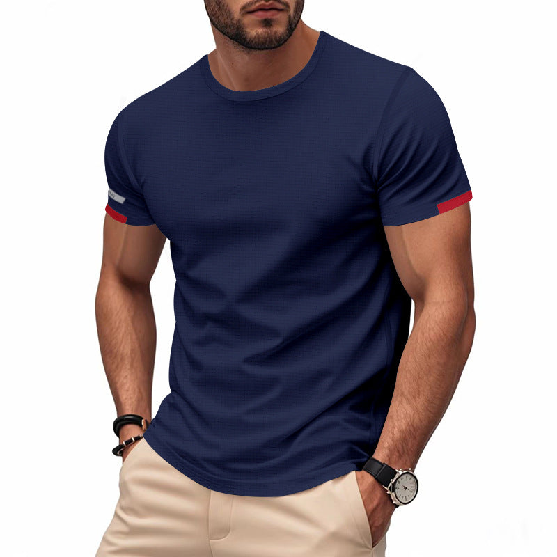 Herren nan athletisches Funktions-T-Shirt mit Rundhalsausschnitt, körpernahem Stretchschnitt und kontrastierendem Ärmelsaum Echo Archiv
