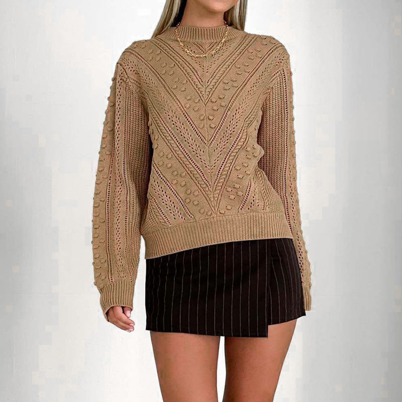 Damen Strukturierter Feinstrick-Pullover mit V‑Struktur und Noppenmuster Echoarchiv