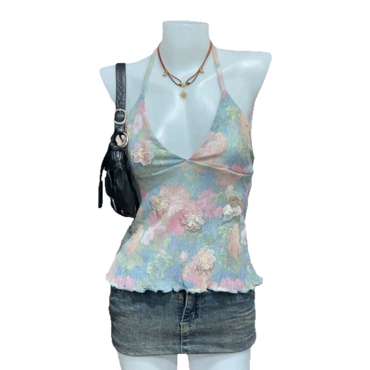 Damen zartes Sommer-Top mit floralen Details Echo Archiv