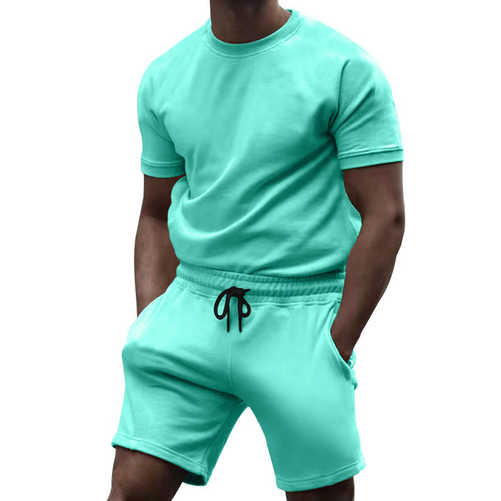 Herren Sportlicher Kurzarm Freizeitanzug mit elastischem Bund und praktischen Taschen Echoarchiv