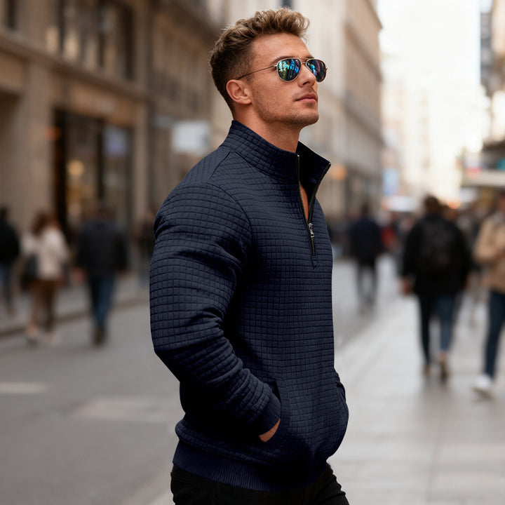 Herren Fleece-Pullover mit hohem Kragen und praktischem Reißverschluss Echoarchiv