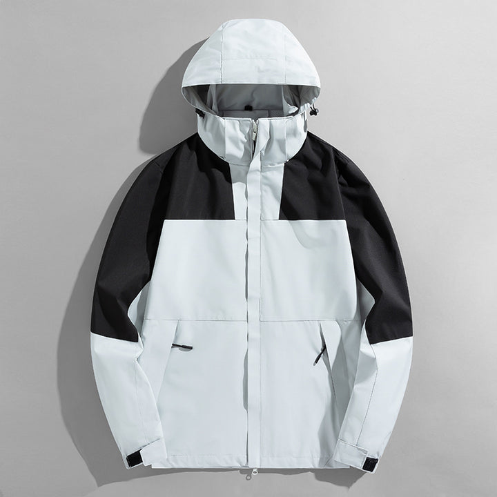 Herren leichte zweifarbige Softshell Outdoorjacke mit Kapuze, wind- und wasserabweisender Shell und Reißverschlusstaschen Echoarchiv