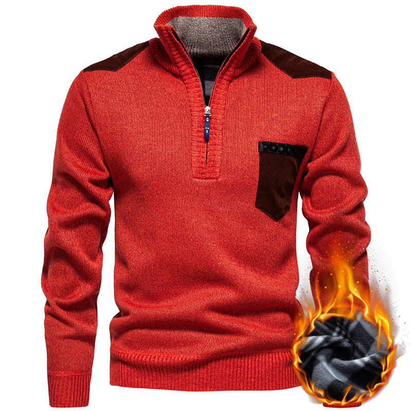 Herren hochwertiger Pullover mit Stehkragen und Reißverschluss Echoarchiv