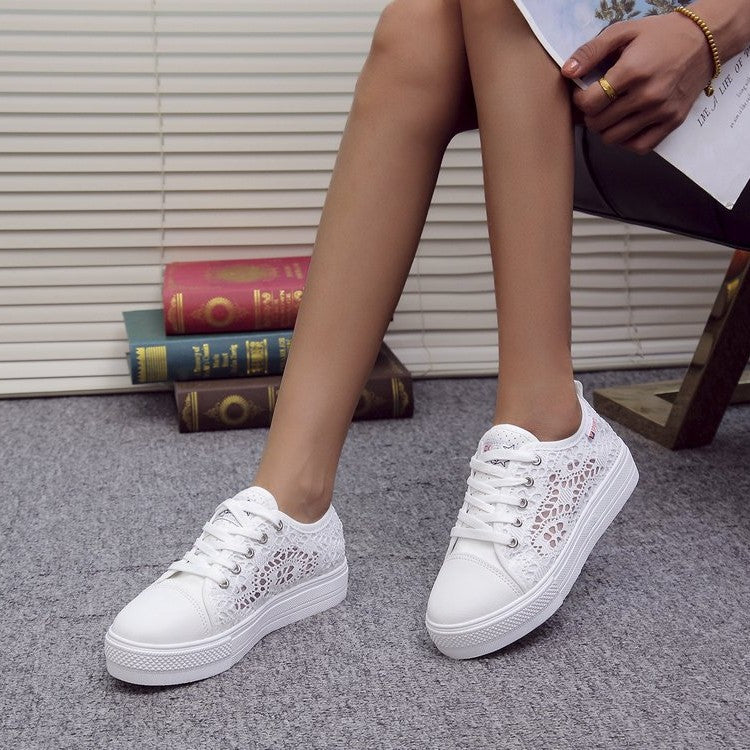 Damen modische Luftige Sneakers mit Häkel-Design und Plateau-Sohle Echo Archiv