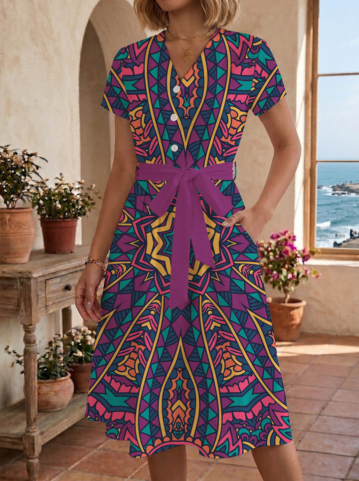 Damen Midi-Kleid mit floralem Design und bequemer Passform Echo Archiv