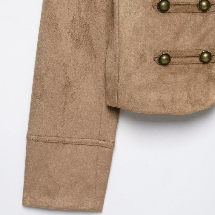 Damen Kurzjacke im Military‑Stil mit Stehkragen und Zierknopf‑Detail Echo Archiv