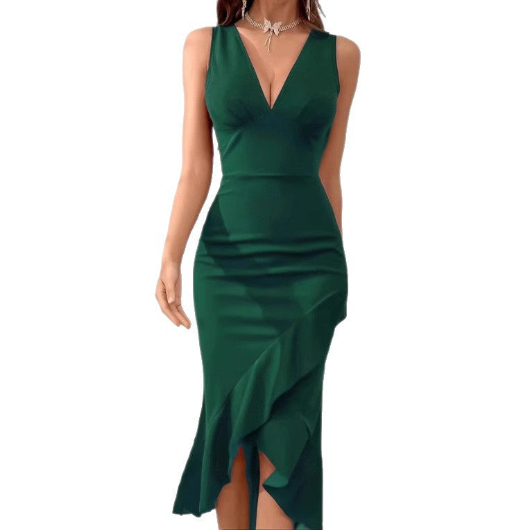 Damen Charmantes Maxikleid mit asymmetrischem Saum und V-Ausschnitt Echo Archiv