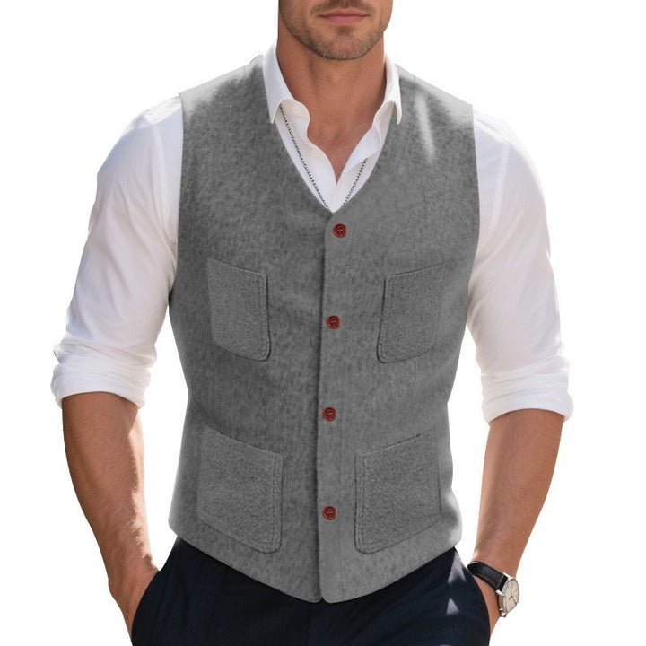 Herren Weste mit funktionalen Taschen und eleganten Knopfdetails Echoarchiv