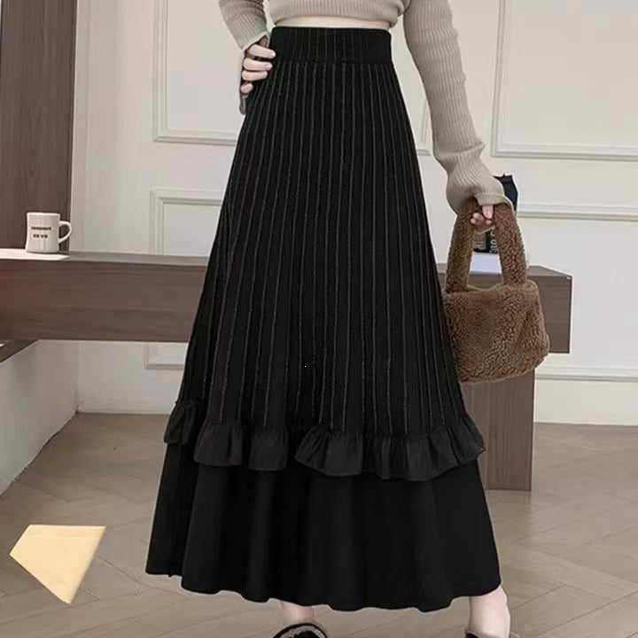 Damen Eleganter Maxi-Rock mit Volant und strukturiertem Design Echo Archiv