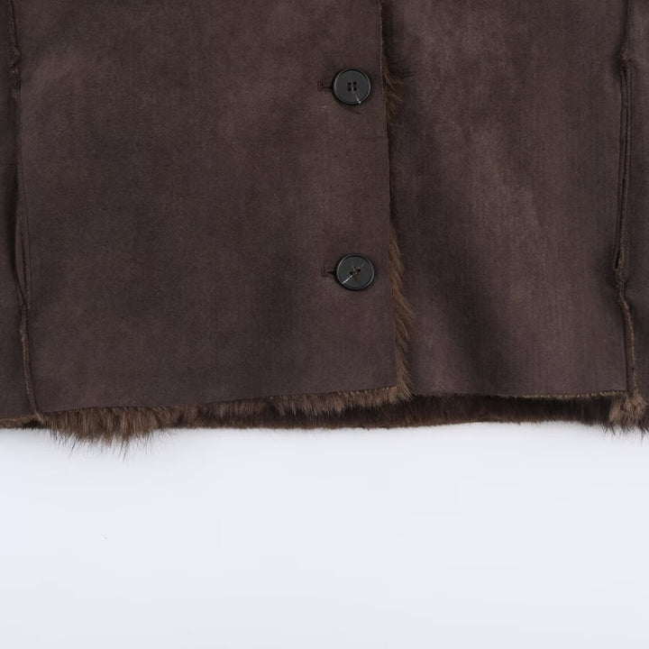 Damen Wendbare Kurzjacke mit Faux‑Fur‑Besatz und Wildlederoptik Echo Archiv