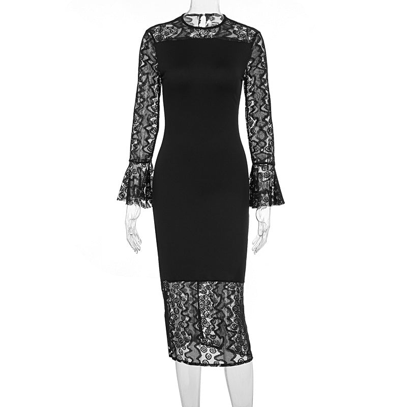 Damen elegantes Spitzenkleid mit weitem Arm und fließendem Saum Echo Archiv
