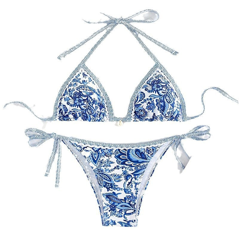 Damen Triangel-Bikini mit romantischem Blumenmuster und verstellbaren Trägern Echo Archiv