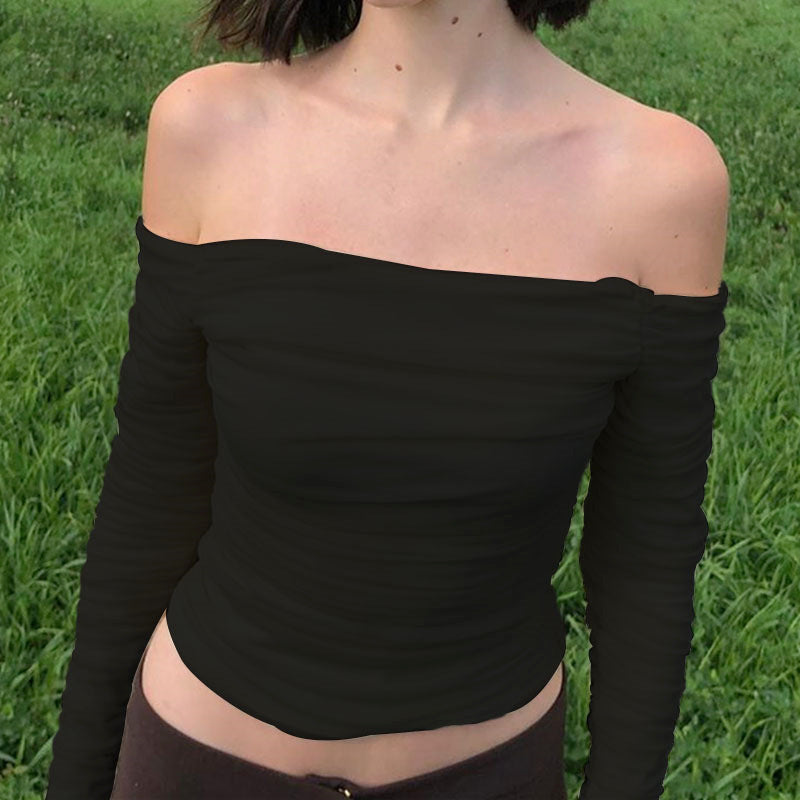 Damen Off-Shoulder Langarmoberteil mit Rüschen Echo Archiv