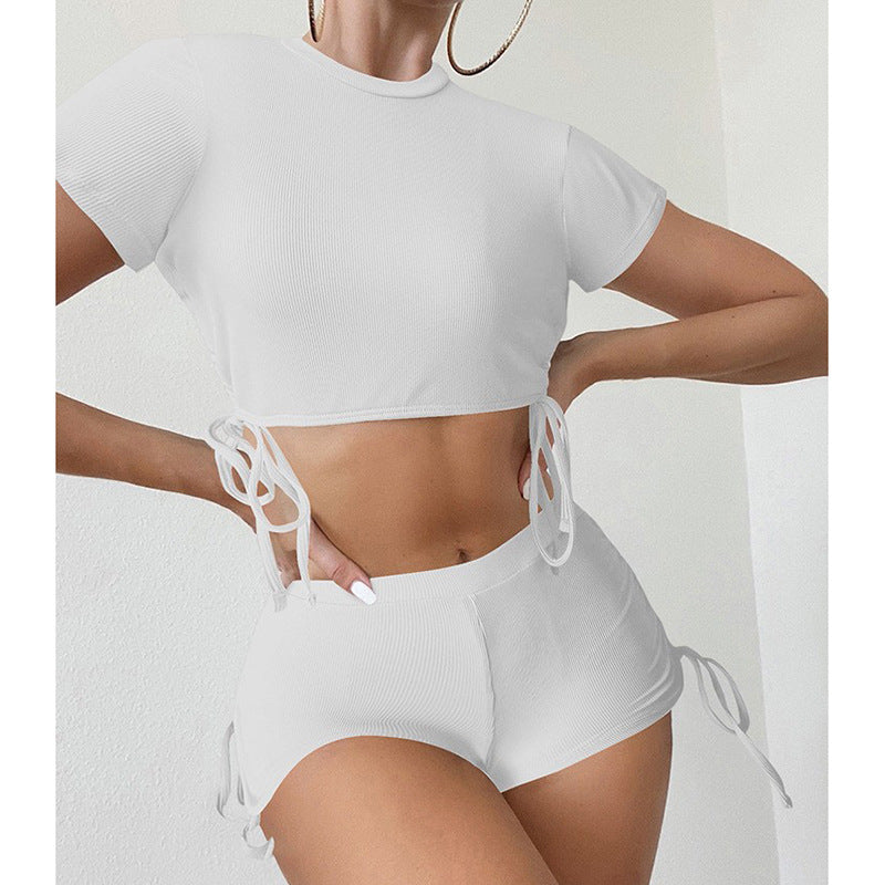 Damen Sportliches Crop-Top und Shorts Set Echo Archiv 1779281154