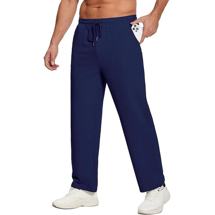 Herren locker fallende Loungehose aus softem Jersey mit Kordelzug, elastischem Bund und geradem Bein – Sorevano