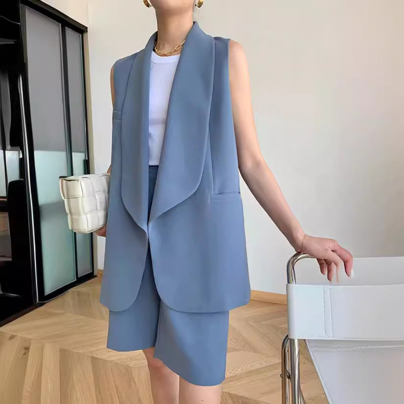 Damen Modische Weste und Shorts Set Echoarchiv