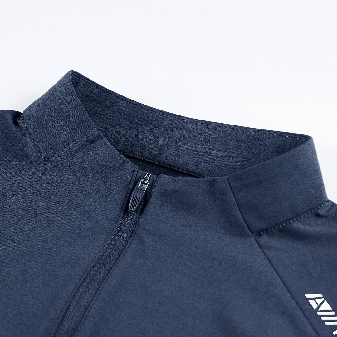 Herren Sportliches Langarm-Halbzip-Laufshirt mit Stehkragen und Funktionsmaterial Echoarchiv