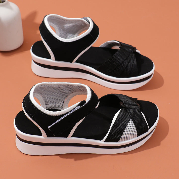 Damen Plateau-Sandalen mit verstellbarem Klettverschluss und atmungsaktivem Mesh Echo Archiv