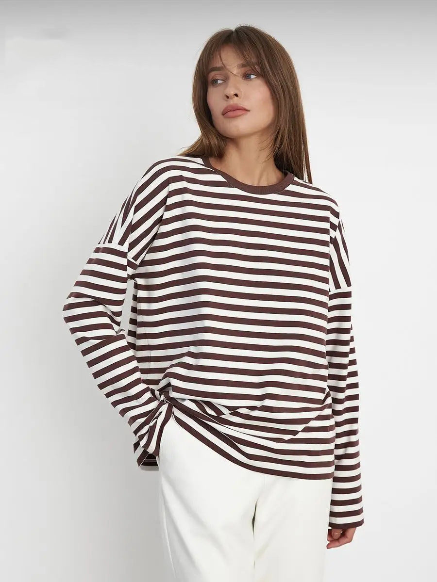 Damen Lässiges gestreiftes Langarmshirt Echo Archiv