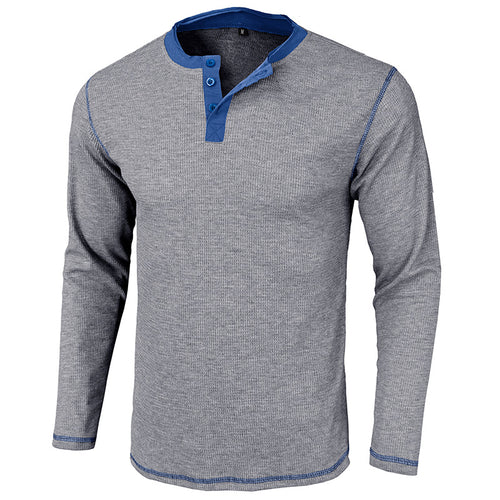 Herren Langarm-Henley-Shirt mit strukturiertem Gewebe und modischen Akzenten Echoarchiv