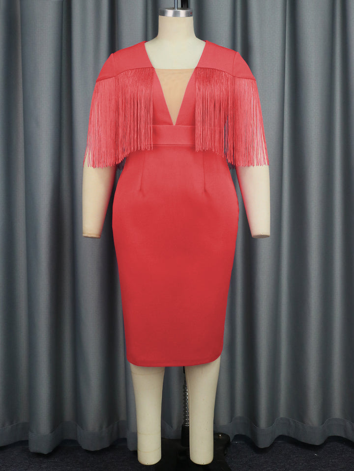 Damen Figurbetontes Kleid mit Fransen-Detail Echo Archiv