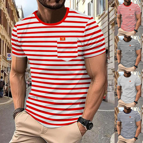 Herren gemustertes T-Shirt mit Brusttasche Echoarchiv