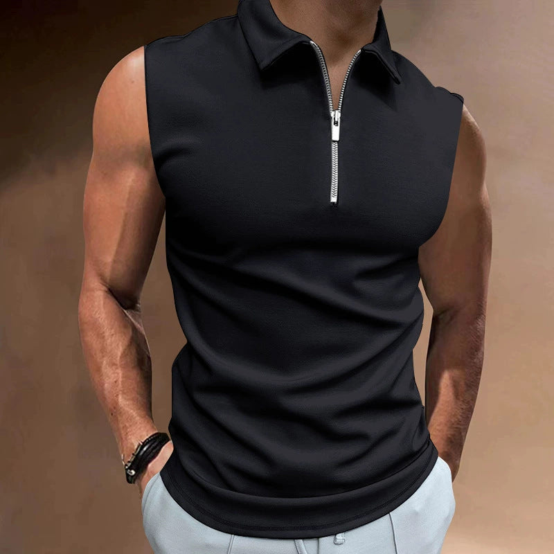 Herren Kurzarm Poloshirt mit modernem Stehkragen und funktionellem Reißverschluss Echoarchiv