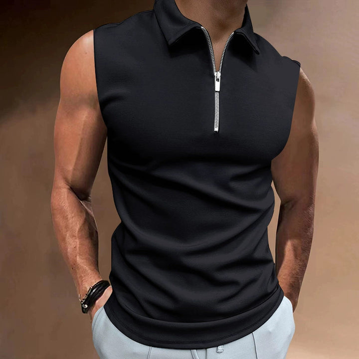 Herren Kurzarm Poloshirt mit modernem Stehkragen und funktionellem Reißverschluss Echoarchiv
