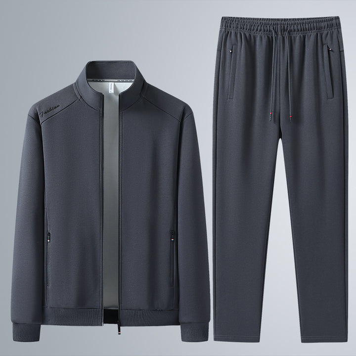 Herren Zweiteiliges Sport-Lounge-Set mit Stehkragen, verdecktem Reißverschluss & Kordelbund Echoarchiv