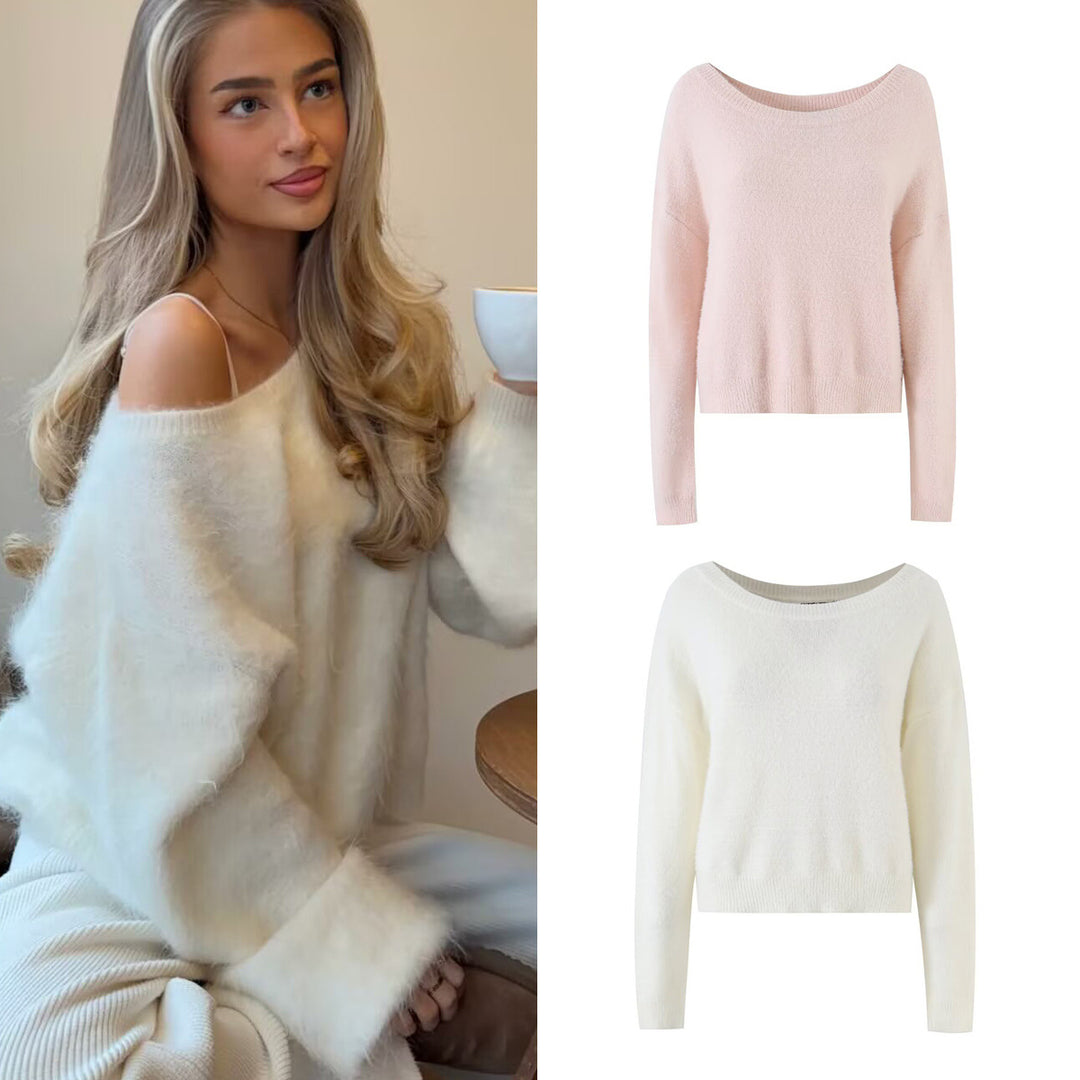 Damen Kuschelweicher Oversize-Pullover mit weitem U‑Boot‑Ausschnitt Echo Archiv