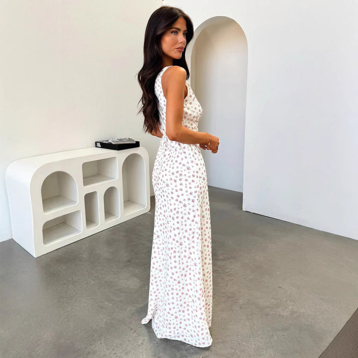 Damen Maxikleid mit V-Ausschnitt und Verspieltem Blumenmuster Echo Archiv