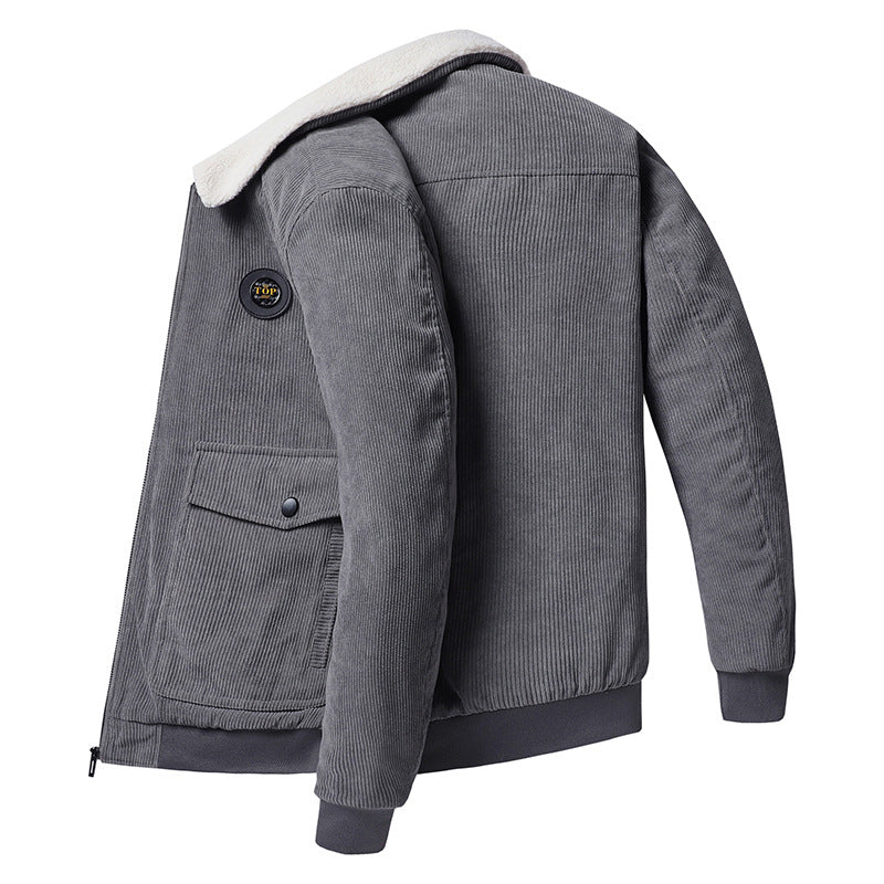 Herren nan Cordjacke mit Teddykragen, aufgesetzten Klappentaschen und elastischen Bündchen Echo Archiv