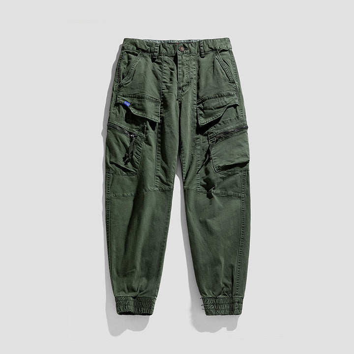 Herren Multifunktionale Cargo-Jogginghose im Tactical-Canvas-Stil mit Knie‑Paneelen, Reißverschluss‑ und Klappentaschen Echo Archiv