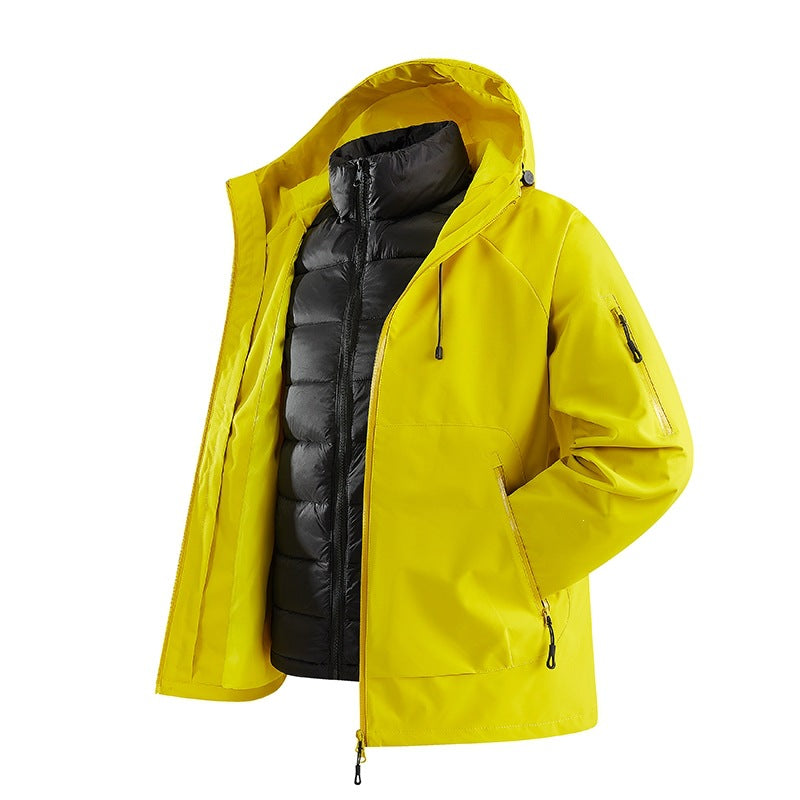 Herren Zweiteilige Übergangsjacke mit abnehmbarer Steppinnenjacke und Kapuze Echoarchiv