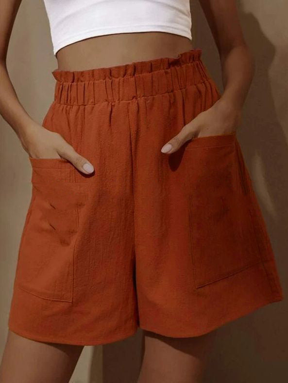Damen lässige Leinen-Shorts mit elastischem Taillenzug und praktischen Seitentaschen Echoarchiv