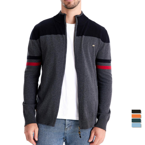 Herren sportliche Strickjacke mit hohem Kragen und Reißverschluss Echoarchiv