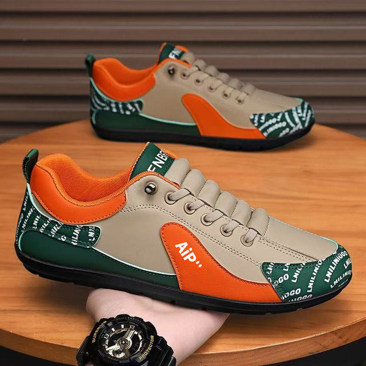 Herren Moderner Low-Top Lederimitat-Sneaker mit gepolstertem Schaft und profilierter Gummisohle Echoarhiv – Norré