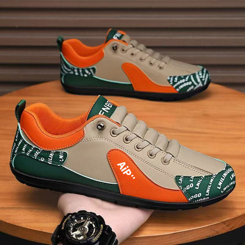Herren Moderner Low-Top Lederimitat-Sneaker mit gepolstertem Schaft und profilierter Gummisohle Echoarhiv – Norré