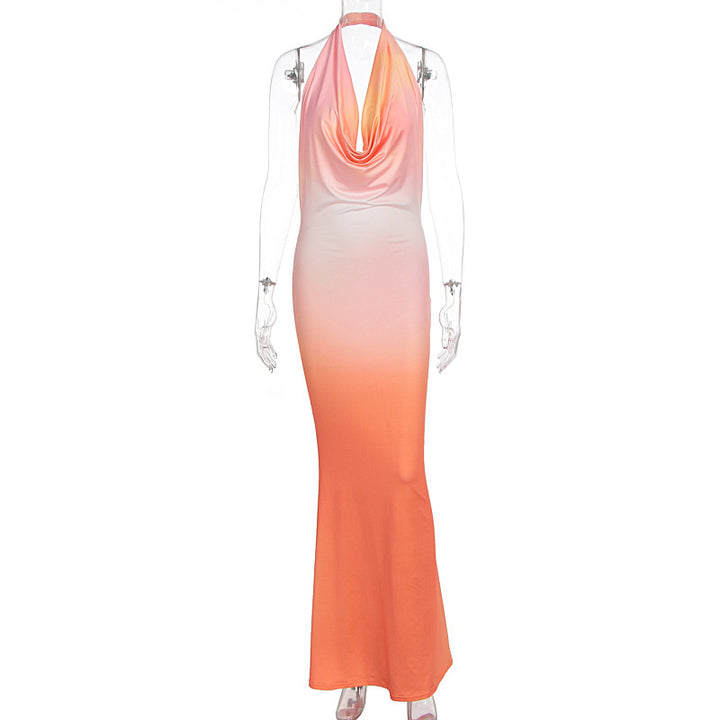 Damen Maxikleid mit schmeichelndem Watercolor-Effekt und tiefem V-Ausschnitt Echo Archiv