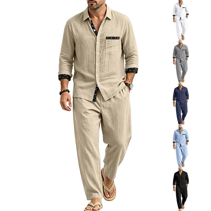Herren Leichtes Leinenoptik Freizeit-Set mit Hemd und Relax-Hose Echoarchiv
