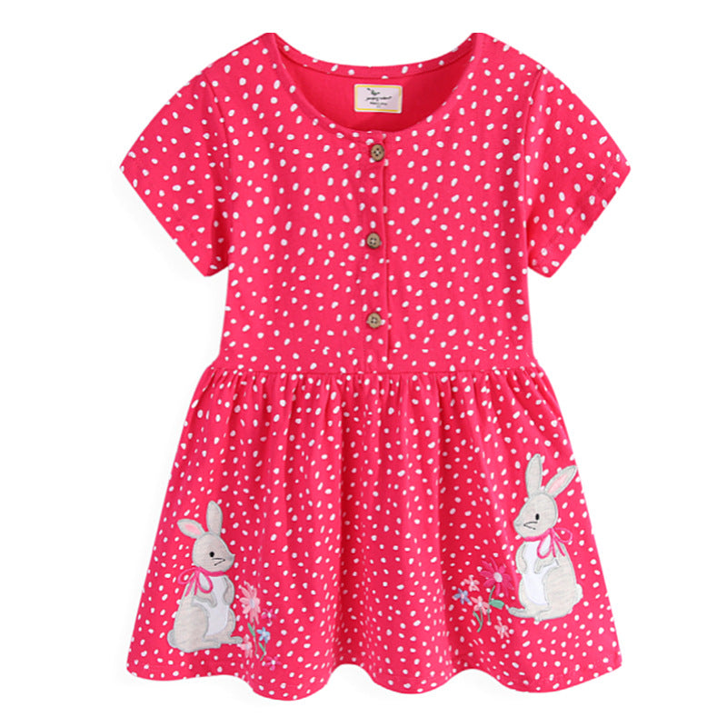 Mädchen Freizeitkleid mit verspieltem Hasenmotiv Echo Archiv