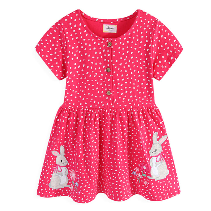 Mädchen Freizeitkleid mit verspieltem Hasenmotiv Echo Archiv